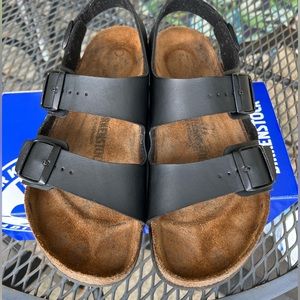 BIRKENSTOCK MILANO, Black Smooth Leather: Size 40 EUC